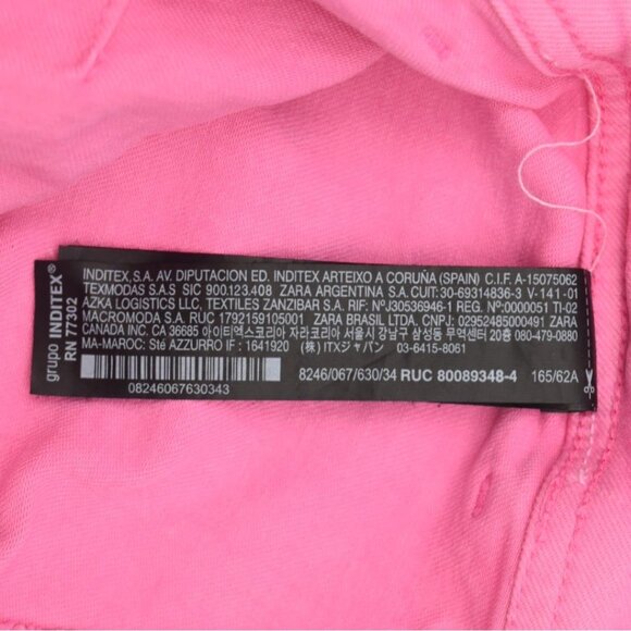 Zara Hot Pink Marine Jeans Womens Size 0 High Rise Wide Leg Raw Hem - Picture 5 of 6